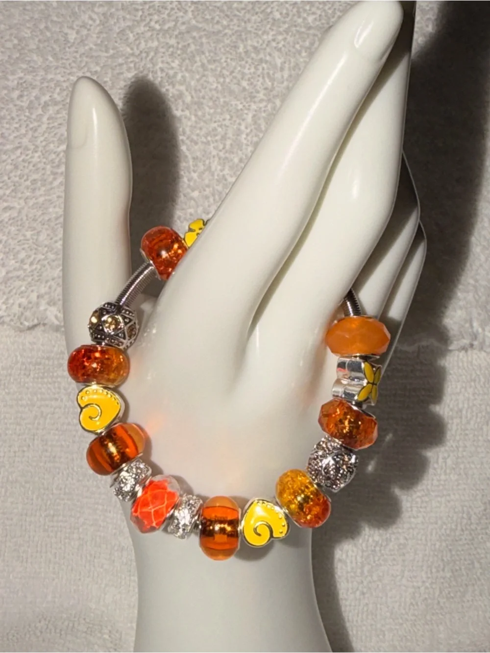 Orange Bead Charm Bracelet for Women